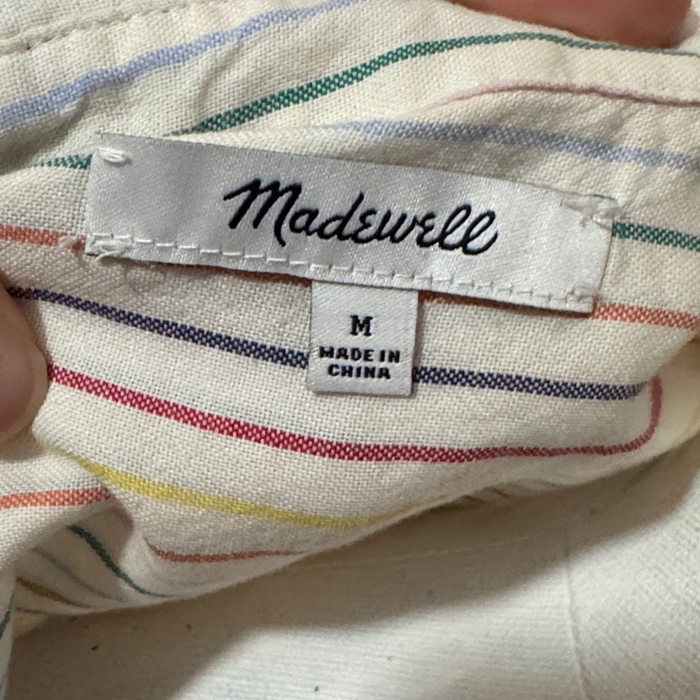 Madewell Central Stripe Popover Shirt-Sz M-Over Sized-Cotton-Multi Color-EUC - Picture 12 of 16